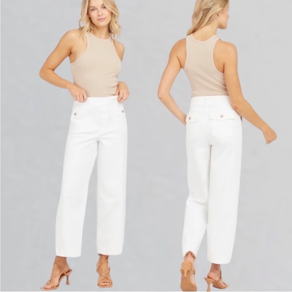 NEW! SPANX Stretch Twill Cropped Wide Leg Pant Size Small - Picture 5 of 10
